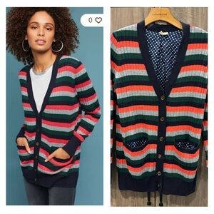 Anthropologie XS Moth Jamison Striped Oversized Knit Cardigan